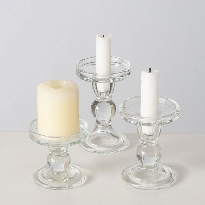 KI-generiertes Bild,3er Set Glas Kerzenständer Klar 28cm Kerzenhalter für Stabkerzen Stumpenkerzen