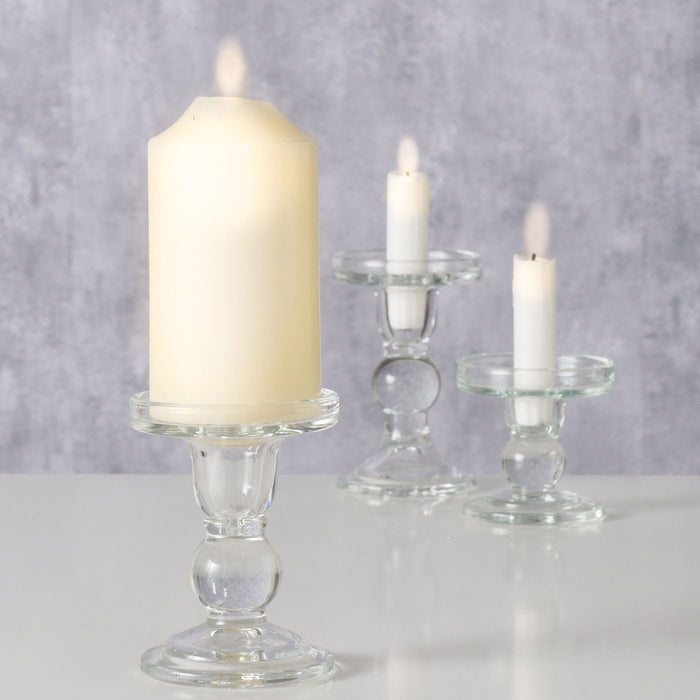KI-generiertes Bild,3er Set Glas Kerzenständer Klar 28cm Kerzenhalter für Stabkerzen Stumpenkerzen
