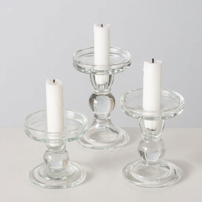 KI-generiertes Bild,3er Set Glas Kerzenständer Klar 28cm Kerzenhalter für Stabkerzen Stumpenkerzen