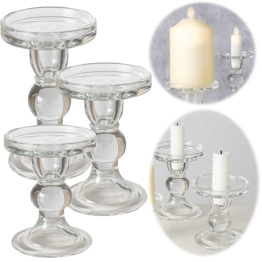 KI-generiertes Bild 3er Set Glas Kerzenständer Klar 28cm Kerzenhalter für Stabkerzen Stumpenkerzen