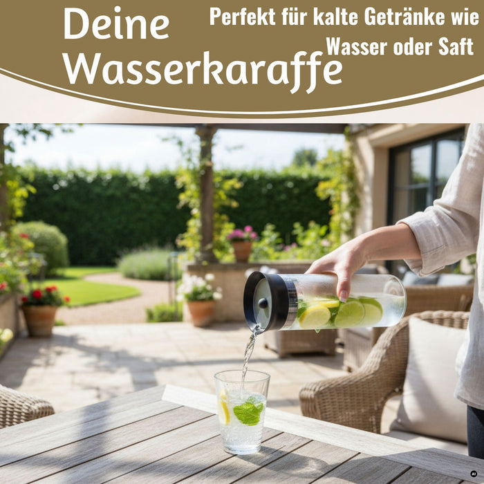 KI-generiertes Bild,Glaskaraffe Wasserkaraffe 1L Borosilikat Glas Flasche Deckel Sieb Krug Flasche