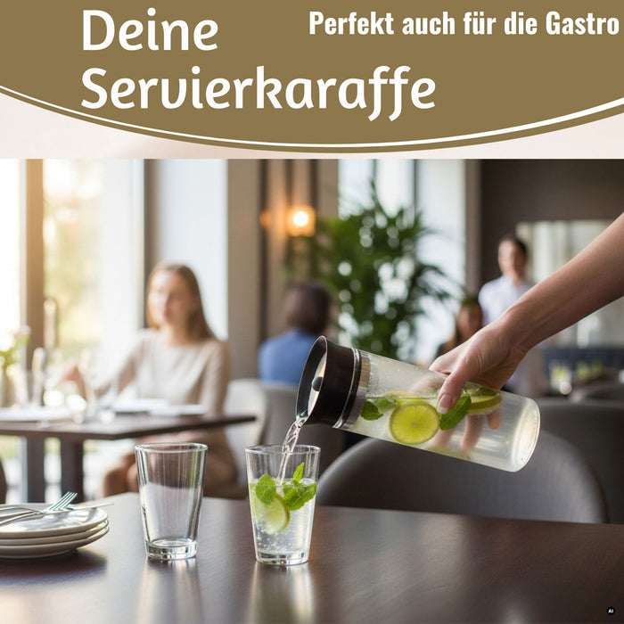KI-generiertes Bild,Glaskaraffe Wasserkaraffe 1L Borosilikat Glas Flasche Deckel Sieb Krug Flasche