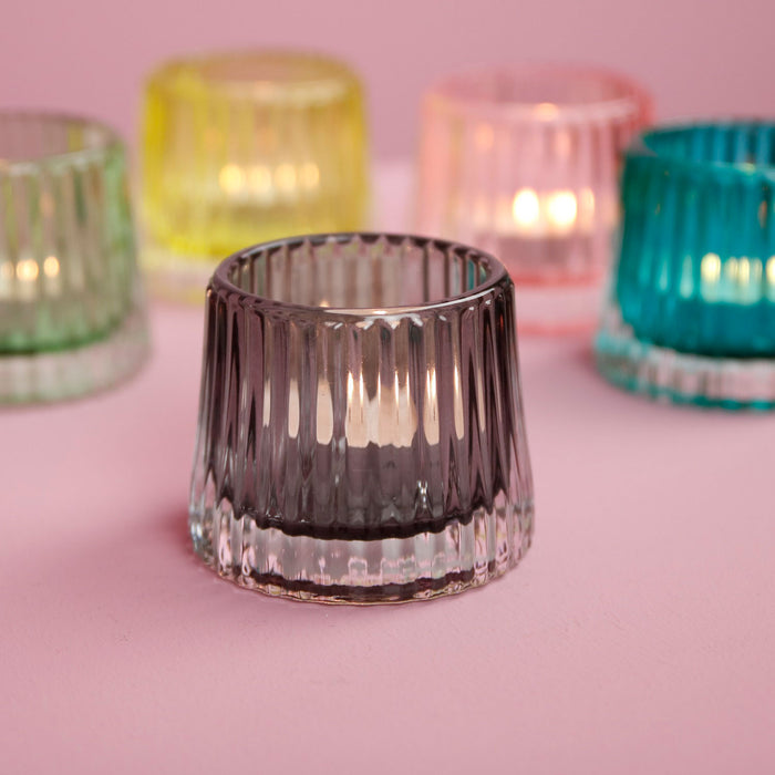 KI-generiertes Bild,2x Glas Teelichthalter Set 7x8cm Ibiza Grau Teelichtglas Windlicht-Halter