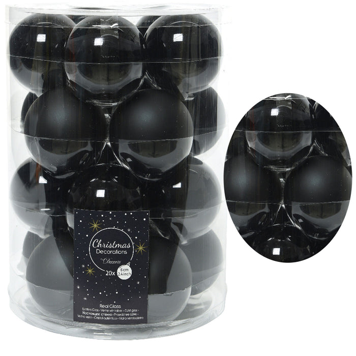 KI-generiertes Bild 18-20 Design Glas Weihnachtskugeln 6cm Schwarz Black Christbaum Dekokugel