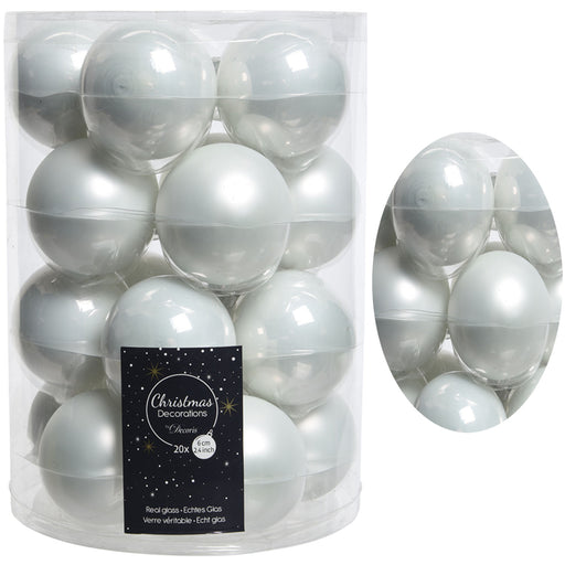 KI-generiertes Bild 18-20 Design Glas Weihnachtskugeln 6cm Winter Weiß Christbaum Dekokugel