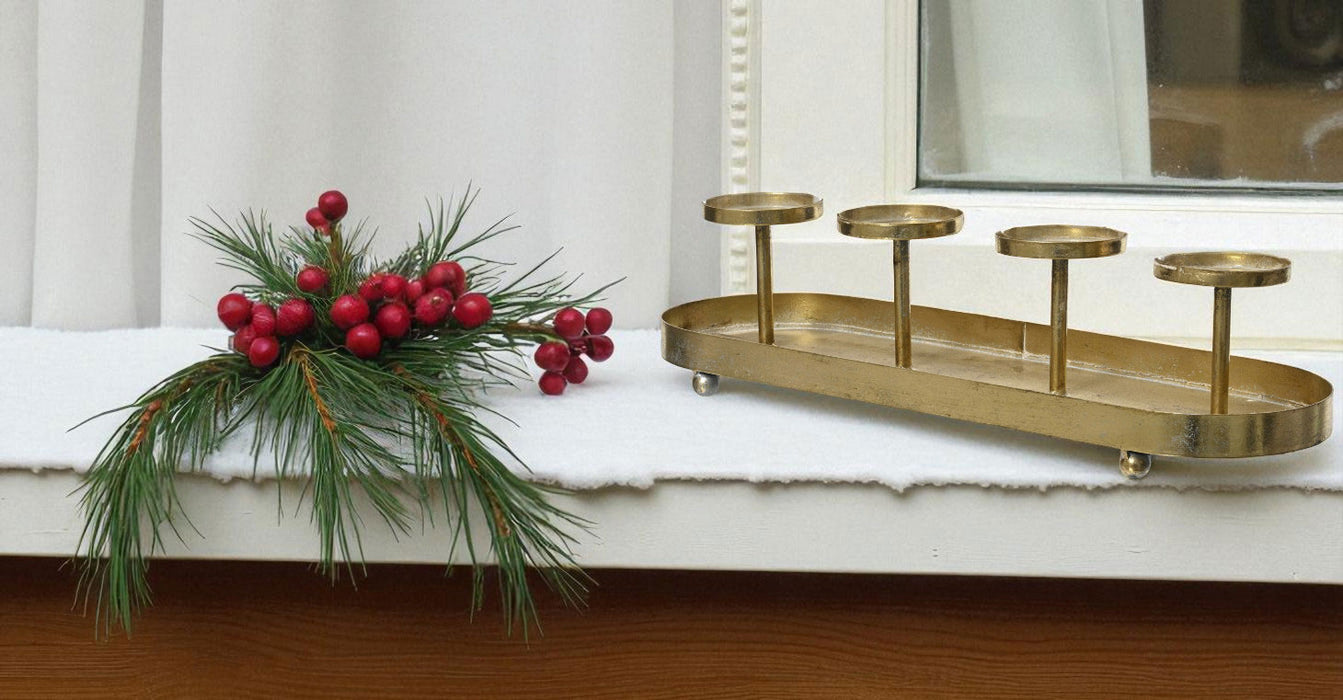 KI-generiertes Bild,Antike Kerzenschale Eisen 48cm Gold Stumpenkerze Kerzenständer Kerzenleiste