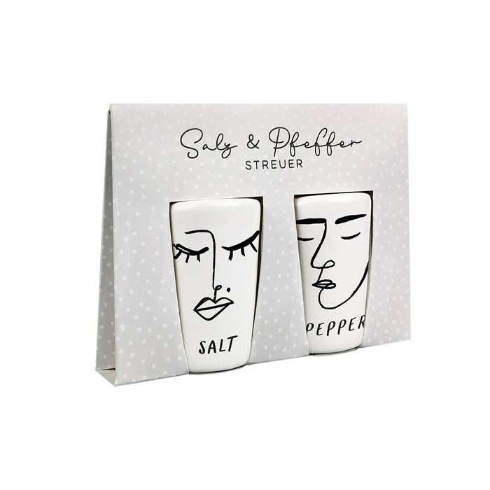 KI-generiertes Bild,2-fach Salzstreuer Pfefferstreuer Salt & Pepper Creme Weiß 6cm Porzellan