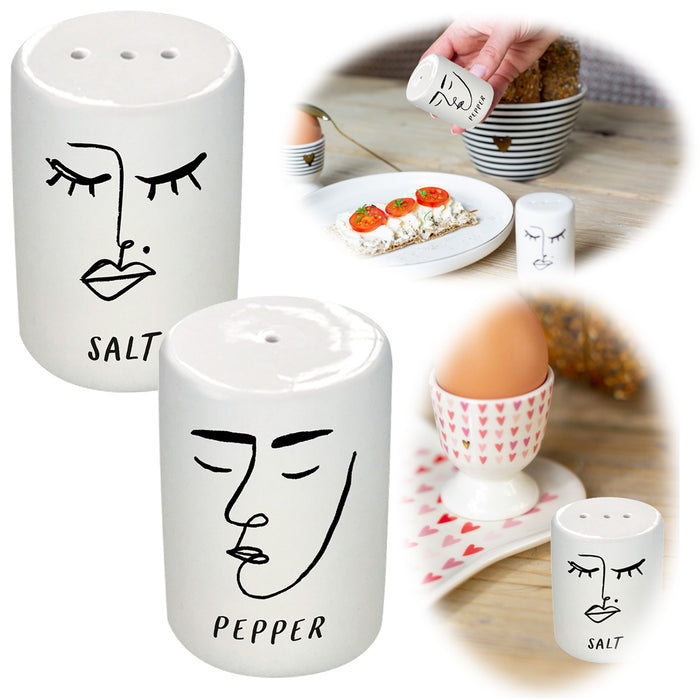 KI-generiertes Bild 2-fach Salzstreuer Pfefferstreuer Salt & Pepper Creme Weiß 6cm Porzellan
