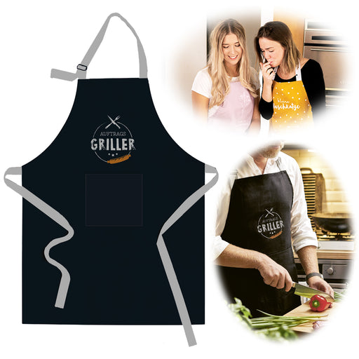 KI-generiertes Bild Grillschürze BBQ "Auftrags-Griller" Kochschürze mit Tasche 85x65cm Baumwolle