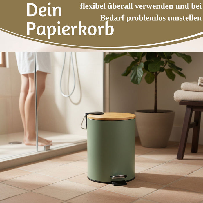 KI-generiertes Bild,Tretmülleimer Papierkorb 3L Grün Soft Close Rund Kosmetikeimer Fußpedal Mülleimer