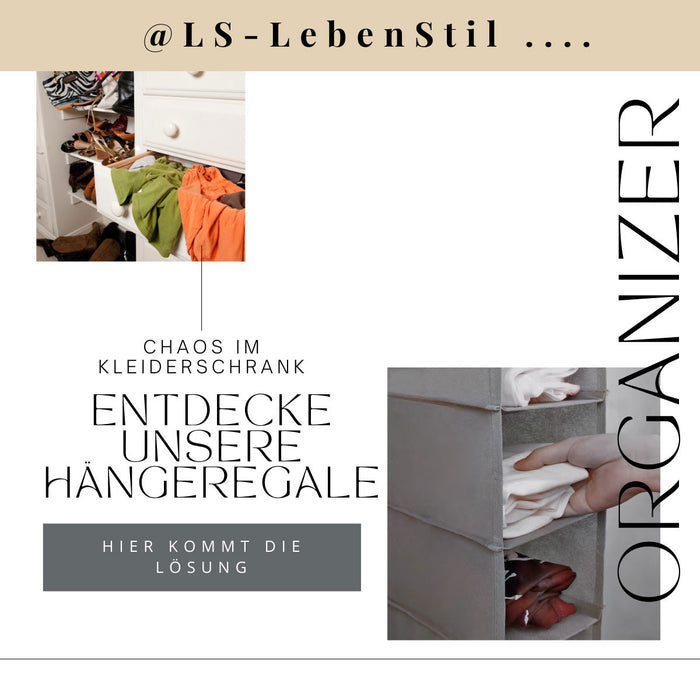 KI-generiertes Bild,Hängeorganizer 6 Fächer Hängeregal 120x30cm Breit Schuhregal Hängeaufbewahrung