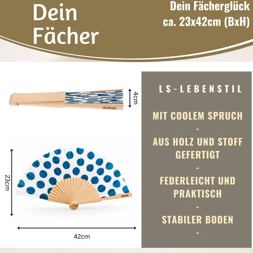 KI-generiertes Bild,Handfächer Holz Stoff Fächer "Cool Vibes Only" Schwarz faltbar Faltfächer
