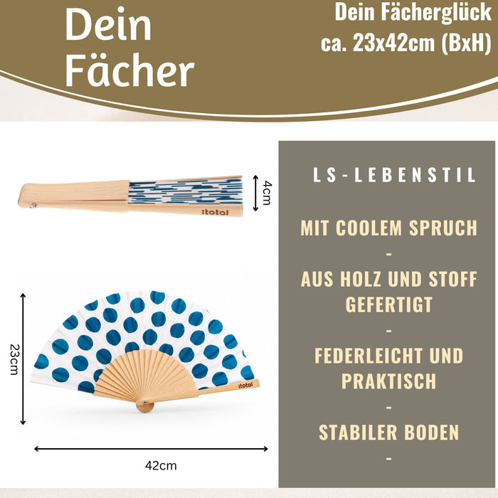 KI-generiertes Bild,Handfächer Holz Stoff Fächer "Cool Vibes Only" Schwarz faltbar Faltfächer