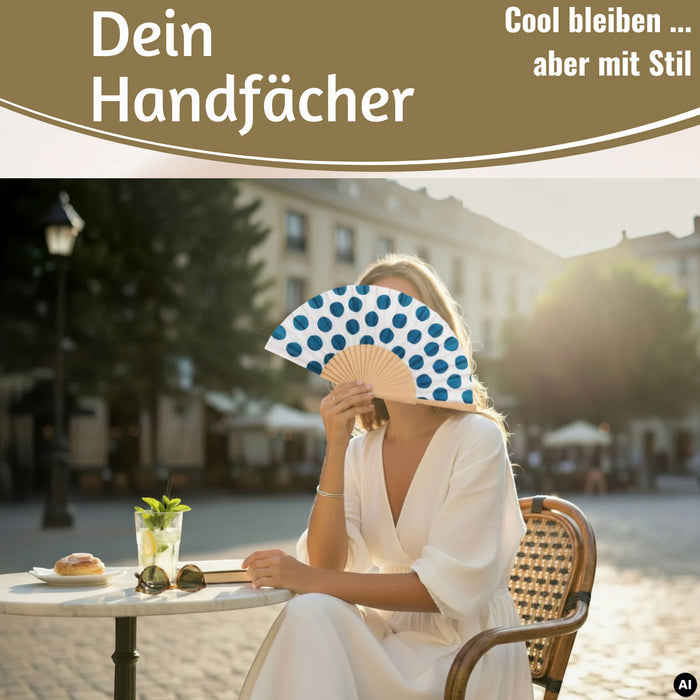 KI-generiertes Bild,Handfächer Holz Stoff Fächer "Cool Vibes Only" Schwarz faltbar Faltfächer