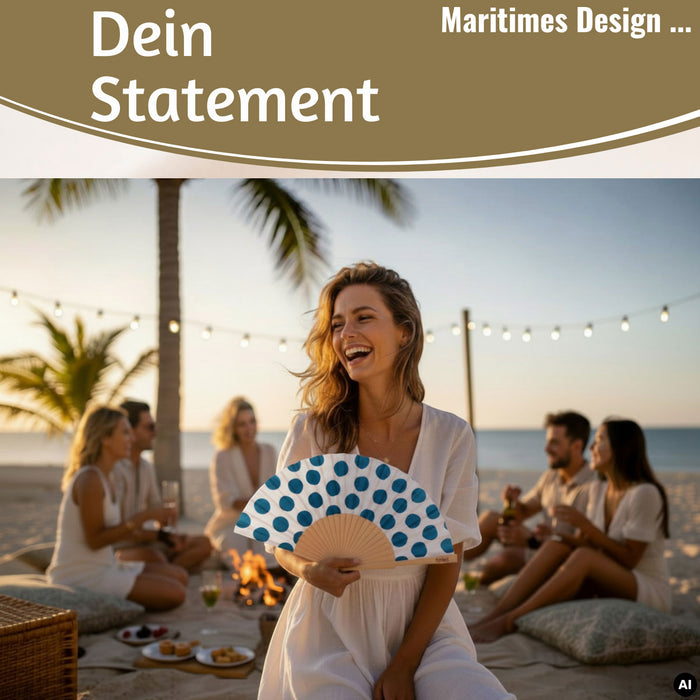 KI-generiertes Bild,Handfächer Holz Stoff Fächer "Cool Vibes Only" Schwarz faltbar Faltfächer