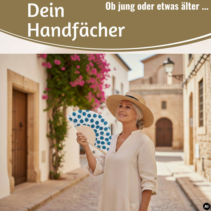 KI-generiertes Bild,Handfächer Holz Stoff Fächer "Cool Vibes Only" Schwarz faltbar Faltfächer
