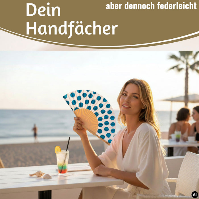 KI-generiertes Bild,Handfächer Holz Stoff Fächer "Cool Vibes Only" Schwarz faltbar Faltfächer