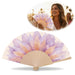 KI-generiertes Bild Handfächer Holz Stoff Fächer "Blume" Lila Pink Rose faltbar Faltfächer