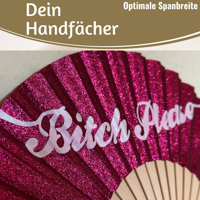 KI-generiertes Bild,Handfächer Holz Stoff Fächer "Karma Baby" Gelb Lila faltbar Faltfächer