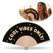 KI-generiertes Bild Handfächer Holz Stoff Fächer "Cool Vibes Only" Schwarz faltbar Faltfächer