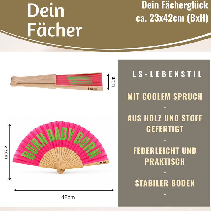 KI-generiertes Bild,Handfächer Holz Stoff Fächer "Cool Vibes Only" Schwarz faltbar Faltfächer