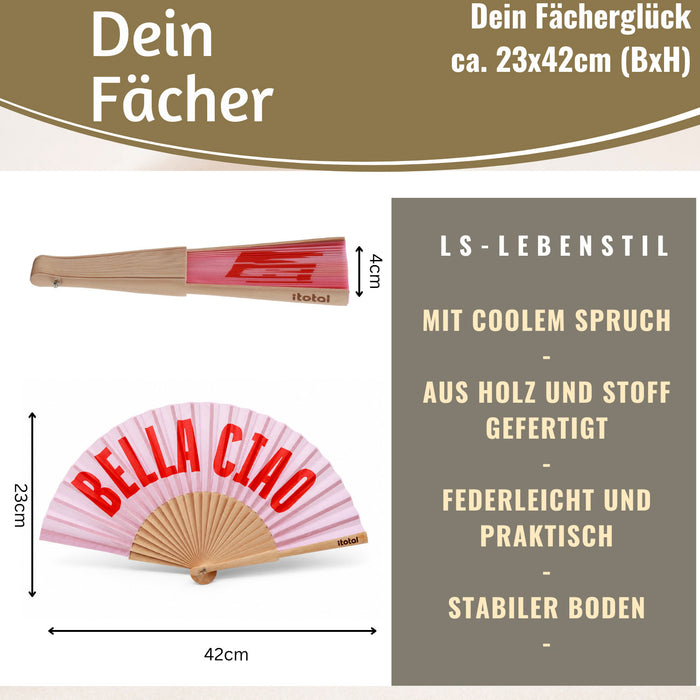 KI-generiertes Bild,Handfächer Holz Stoff Fächer "Cool Vibes Only" Schwarz faltbar Faltfächer