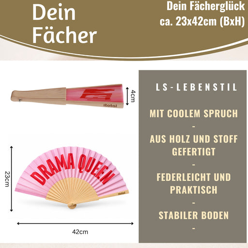 KI-generiertes Bild,Handfächer Holz Stoff Fächer "Cool Vibes Only" Schwarz faltbar Faltfächer