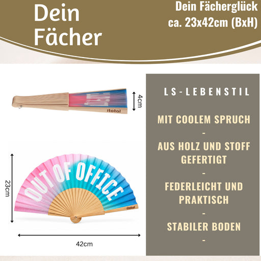 KI-generiertes Bild,Handfächer Holz Stoff Fächer "Cool Vibes Only" Schwarz faltbar Faltfächer