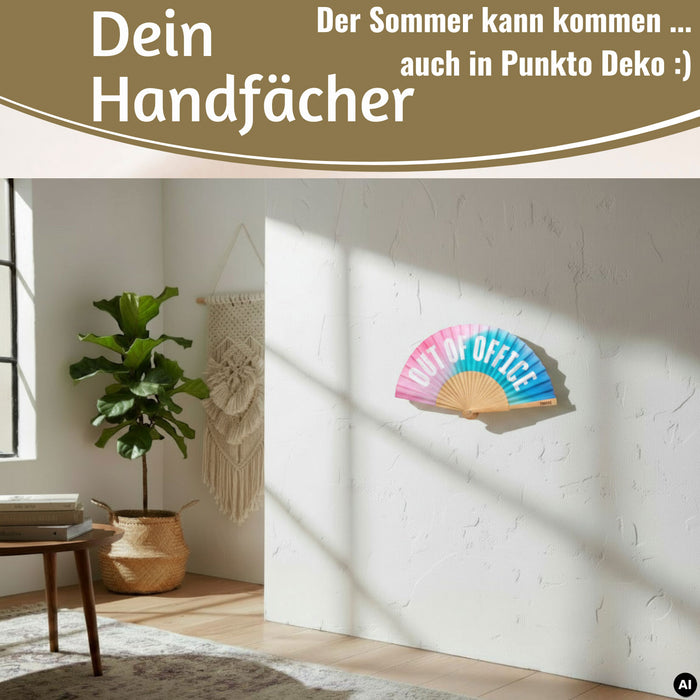 KI-generiertes Bild,Handfächer Holz Stoff Fächer "Cool Vibes Only" Schwarz faltbar Faltfächer