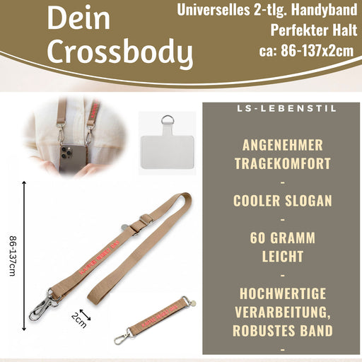 KI-generiertes Bild,Crossbody Handykette Kaffee regelt Taupe Pink 2 Karabiner zum Umhängen Smartphones