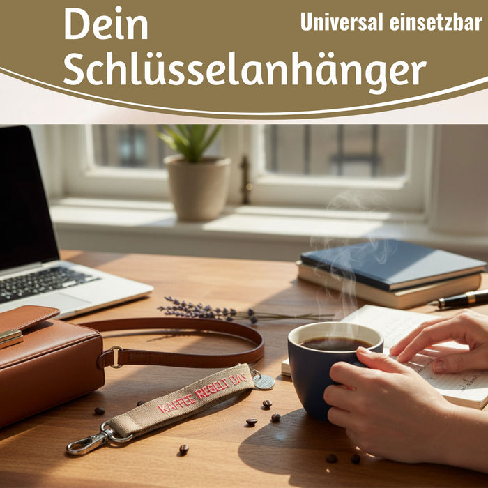 KI-generiertes Bild,Crossbody Handykette Kaffee regelt Taupe Pink 2 Karabiner zum Umhängen Smartphones