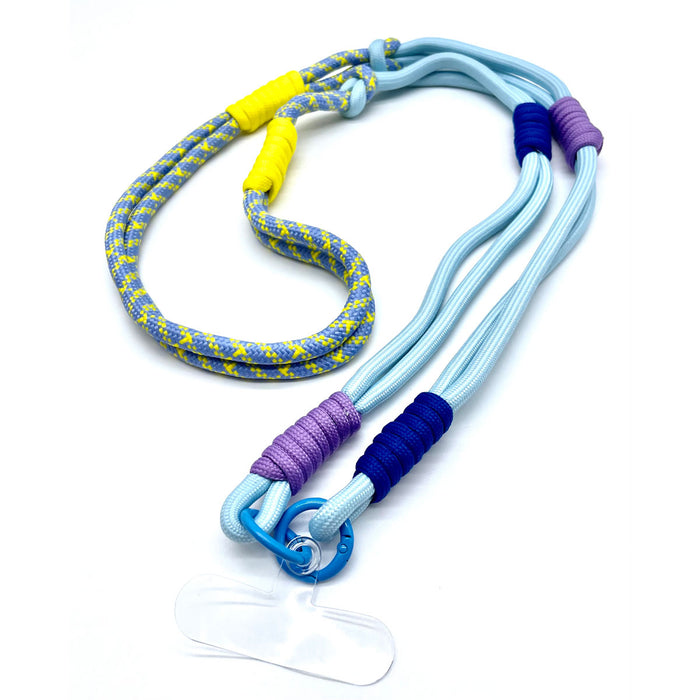 KI-generiertes Bild,Crossbody Handykette Palma Blau Gelb Lila mit Universalpad zum Umhängen Smartphones