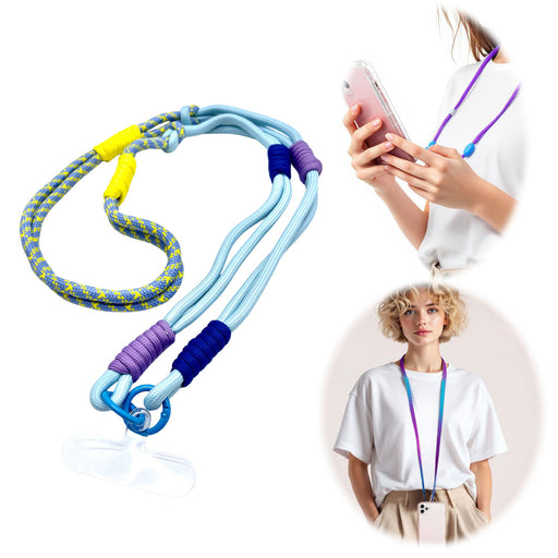 KI-generiertes Bild Crossbody Handykette Palma Blau Gelb Lila mit Universalpad zum Umhängen Smartphones