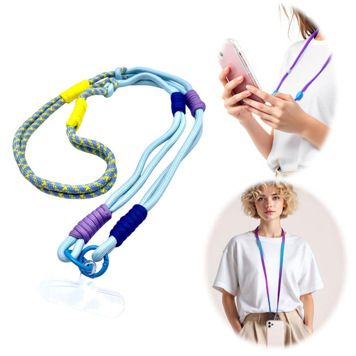 KI-generiertes Bild Crossbody Handykette Palma Blau Gelb Lila mit Universalpad zum Umhängen Smartphones