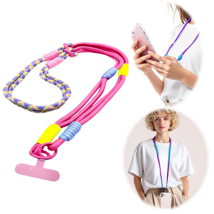 KI-generiertes Bild Crossbody Handykette Palma Rose Lila mit Universalpad zum Umhängen Smartphones