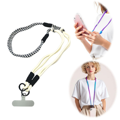 KI-generiertes Bild Crossbody Handykette Palma Schwarz Weiß mit Universalpad zum Umhängen von Smartphones