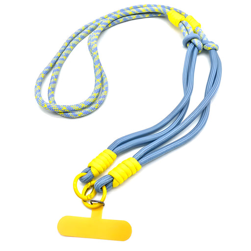 KI-generiertes Bild,Crossbody Handykette Palma Sky Blau Gelb mit Universalpad zum Umhängen Smartphones