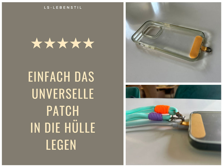 KI-generiertes Bild,Crossbody Handykette Palma Blau Gelb Lila mit Universalpad zum Umhängen Smartphones