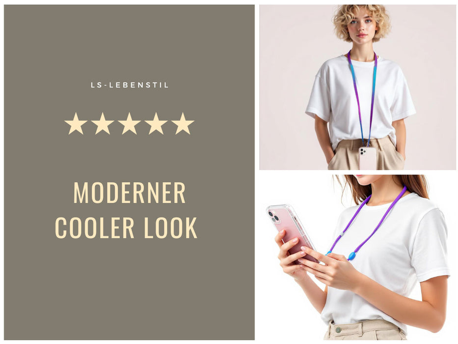 KI-generiertes Bild,Crossbody Handykette Palma Sky Blau Gelb mit Universalpad zum Umhängen Smartphones