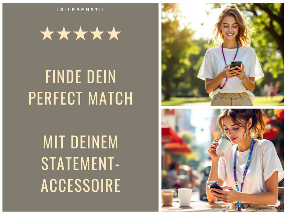 KI-generiertes Bild,Crossbody Handykette Palma Rose Lila mit Universalpad zum Umhängen Smartphones