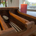 KI-generiertes Bild,Vintage Teak Holz Grimaud Cutlery 36cm 4 Fächer Besteckkasten Besteckkorb