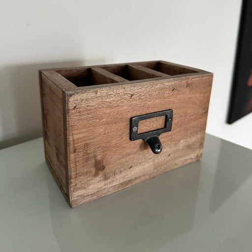 KI-generiertes Bild,Holz Apotheker Schublade 18cm Napoli Braun 3 Fächer Cutlery Stiftebox Besteckkorb