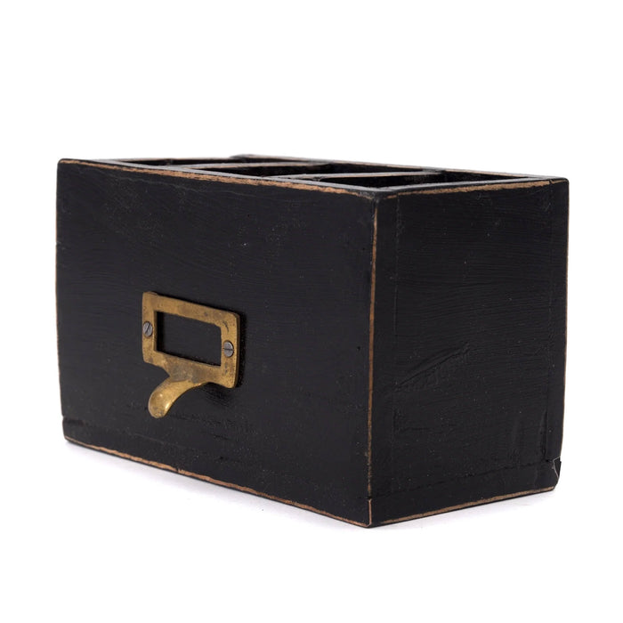 KI-generiertes Bild Holz Apotheker Schublade 18cm Napoli Schwarz 3 Fächer Cutlery Stiftebox Besteckkorb