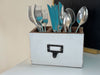 KI-generiertes Bild,Holz Apotheker Schublade 18cm Napoli Weiß 3 Fächer Cutlery Stiftebox Besteckkorb