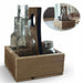 Holz Menage Essig- und Ölspender Set Salz- Pfefferstreuer 2x Ölflasche Ausgießer