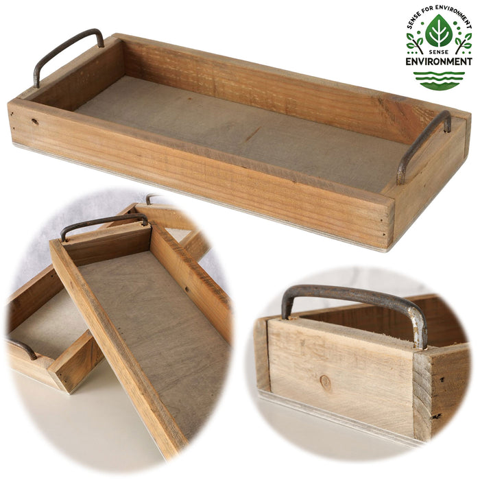 KI-generiertes Bild Vintage Holz Serviertablett 38x18cm mit Griff Holztablett Küchentablett Deko Tablett
