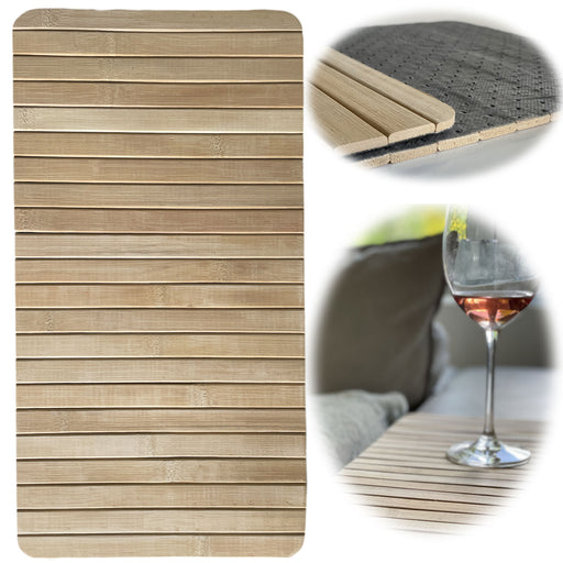 KI-generiertes Bild Holz Sofatablett Natur Braun 44x24cm flexibles Couchtablett Armlehnen Ablage