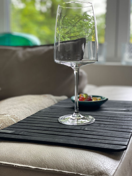KI-generiertes Bild,Holz Sofatablett Schwarz 44x24cm flexibles Couchtablett Armlehnen Ablage