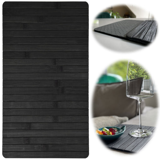 KI-generiertes Bild Holz Sofatablett Schwarz 44x24cm flexibles Couchtablett Armlehnen Ablage
