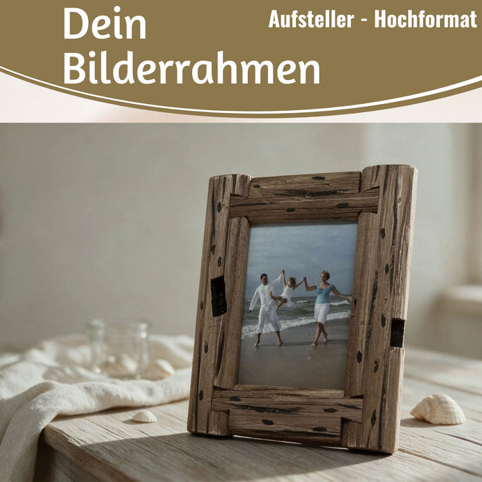 KI-generiertes Bild,Vintage Holz Bilderrahmen 10x15cm Dehli Aufsteller Fotorahmen